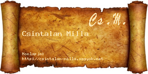 Csintalan Milla névjegykártya